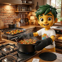 6-Piece Silicone Oven Mitts & Pot Holders Set – Heat Resistant 500°F