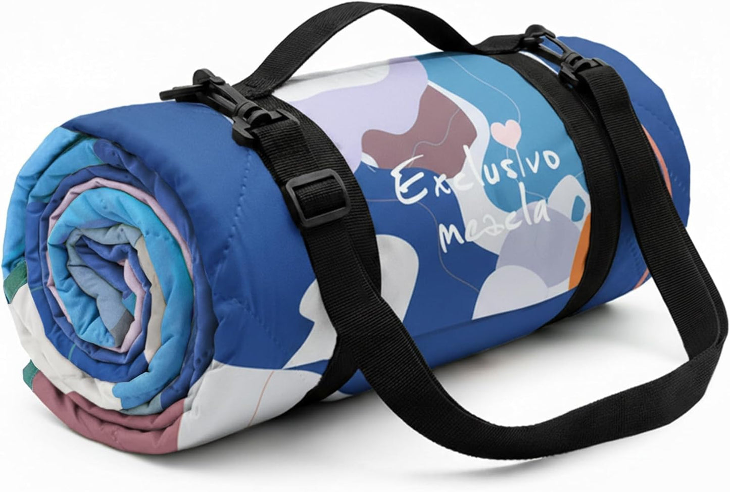 Waterproof Picnic Blanket, Large Foldable Picnic Mat for Hiking Beach Camping, Machine Washable Outdoor Rug with Carry Strap, 150 X 200 Cm, Abstract Blue