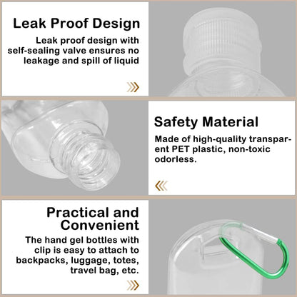 4PCS 50Ml Refillable Travel Bottles, Hand Sanitizer Bottles with Clip, Portable Plastic Travel Bottles Leakproof Squeeze Bottles with Flip Cap for Outdoor/School/Work/Travel