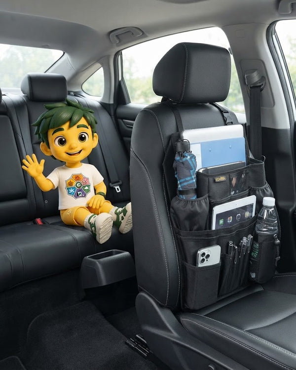 Car Front Seat Organiser – Heavy Duty Vehicle Storage Bag with 10 Multi-Purpose Pockets