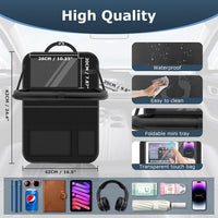 Car Seat Organiser with Folding Table, Car Organiser Back Seat for Kids, Waterproof Car Storage for Keeping Car Tidy, Kick Protector, Tablet Storage Pockets (Black)